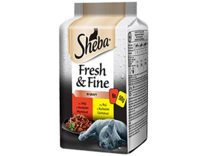 Sheba Fresh+Fine 6 x 50g kapsička kuřecí a hovězí cat