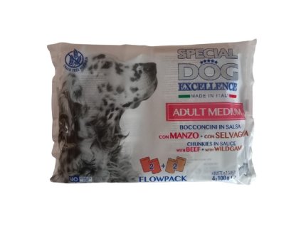 Monge 4x100g Excellence Flow Medium Beef/Wild game  dog