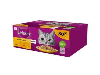 Whiskas 85gx 80ks kapsička drůbeží výběr v želé cat AKCE