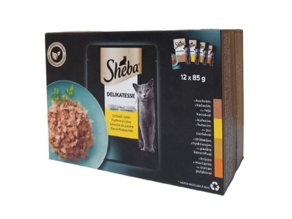 Sheba Delikatesse 12 x 85g kapsička drůbeží výběr v želé cat  AKCE