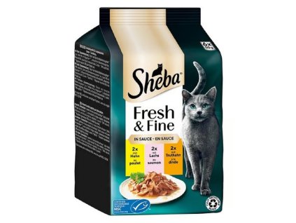 Sheba Fresh+Fine 6 x 50g kapsička kuřecí, krůta a losos cat