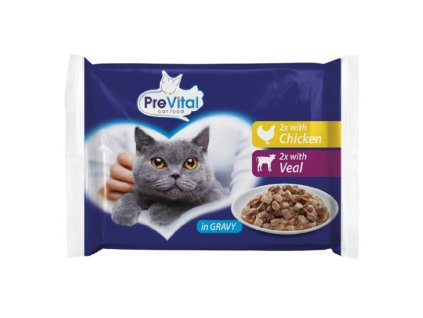 PreVital 4x100g kapsa kuře+telecí cat