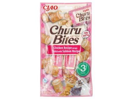 Churu Cat Bites Chicken wraps&Tuna Salmon Purée 3x10g AKCE