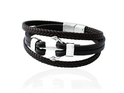 vyr 1385 pansky kozeny naramek kotva hneda