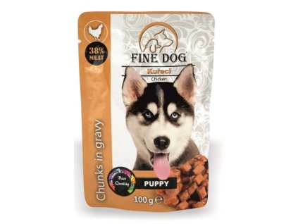 Fine dog  kapsička puppy kuřecí v omáčce 100g/22ks