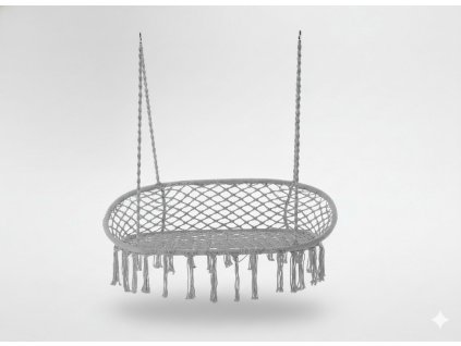 DVOJITÉ ZÁVĚSNÉ KŘESLO - HOUPAČKA - ŠEDÁ