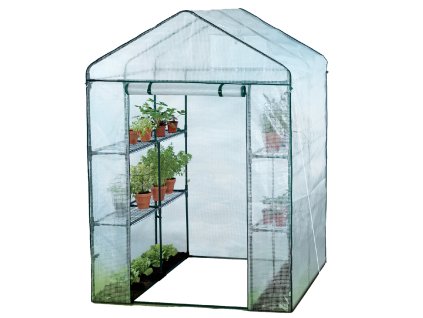 ZAHRADNÍ SKLENÍK S POLICEMI BÍLÝ 140 x 140 x 200 CM