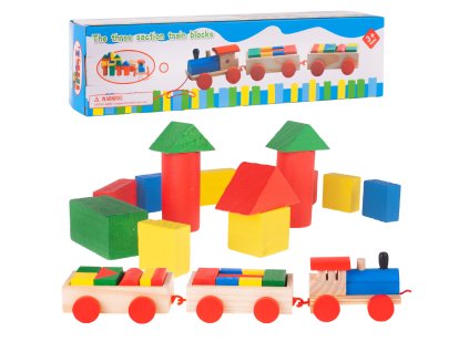 Vlak s dřevěnými kostkami