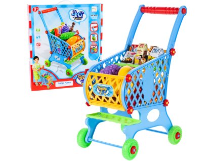 Nákupní košík modrý s produkty