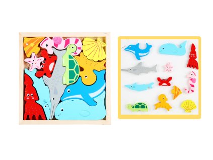 Dřevěné Puzzle Mořská Zvířata