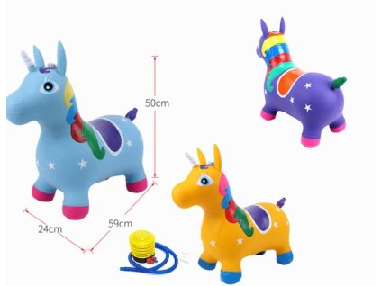 Skákací gumový jednorožec s pumpičkou