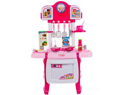 Kuchyňka s hodinami růžová