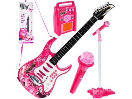 Kytara se zesilovačem růžová