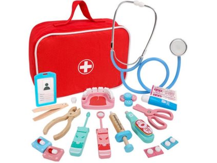 Malá dřevěná lékařská sada v tašce