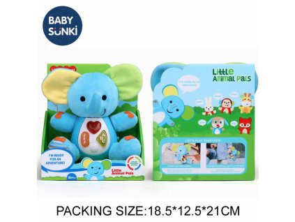 Plyšový slon s hudbou a světlem 20cm