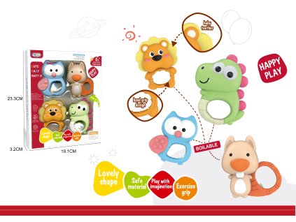 Chrastítka zvířátka 4 ks - sada