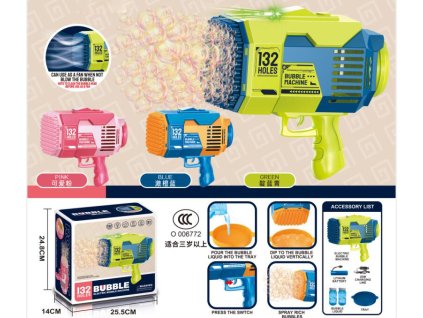 Pistole na bubliny bazuka + USB + Baterie