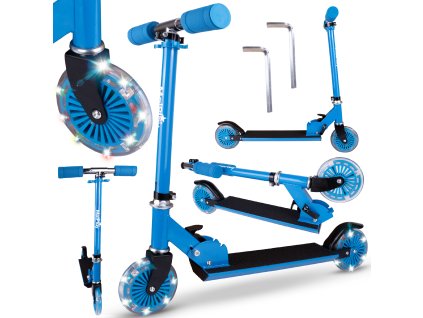 Koloběžka 2 kolečka svítící kolečka Modrá