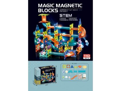 Magnetické kostky 3D 110 prvků se světlem