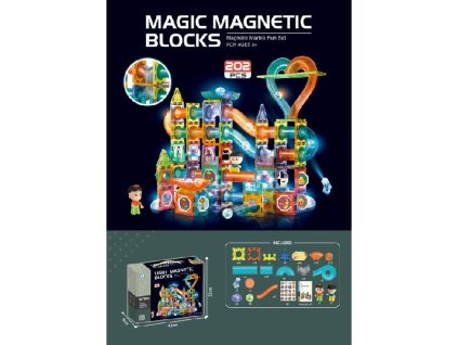 Magnetické kostky 3D 202 prvků se světlem