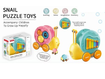 Šnek - vzdělávací hračka na tahání