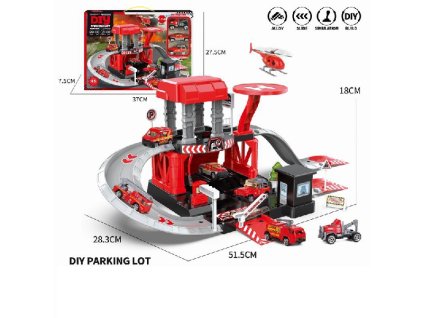 Parkovací sada + 3 kovová auta Hasiči