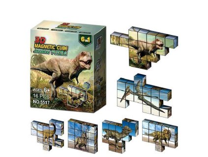 Magnetické kostky Dinosauři 16 ks