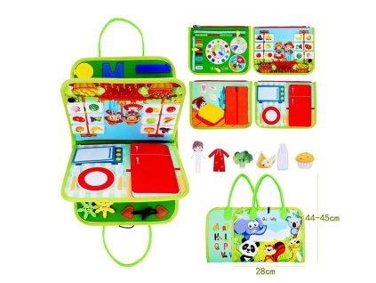 Manipulační tabule v tašce, textilní puzzle