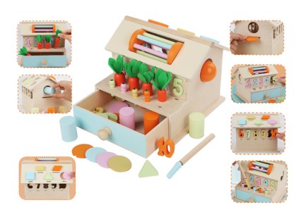 Dřevěná skládačka šuplík Domek třídič