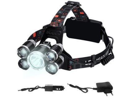 5 x T6 CREE LED čelovka