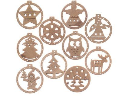 Dřevěné ozdoby - 10 ks