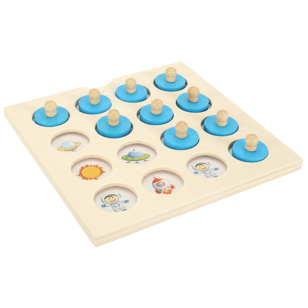 Dřevěná desková hra puzzle paměť + 4 karty