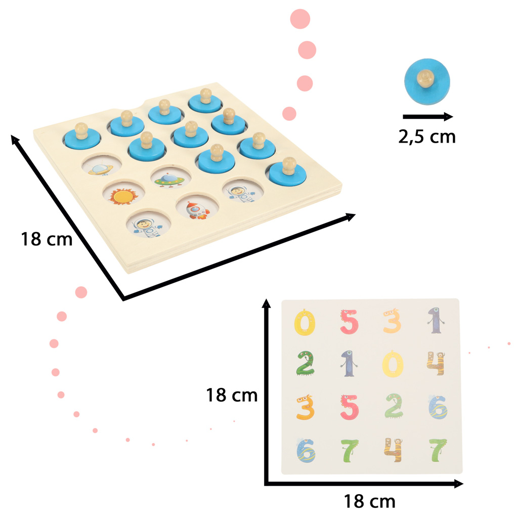 Dřevěná desková hra puzzle paměť + 4 karty