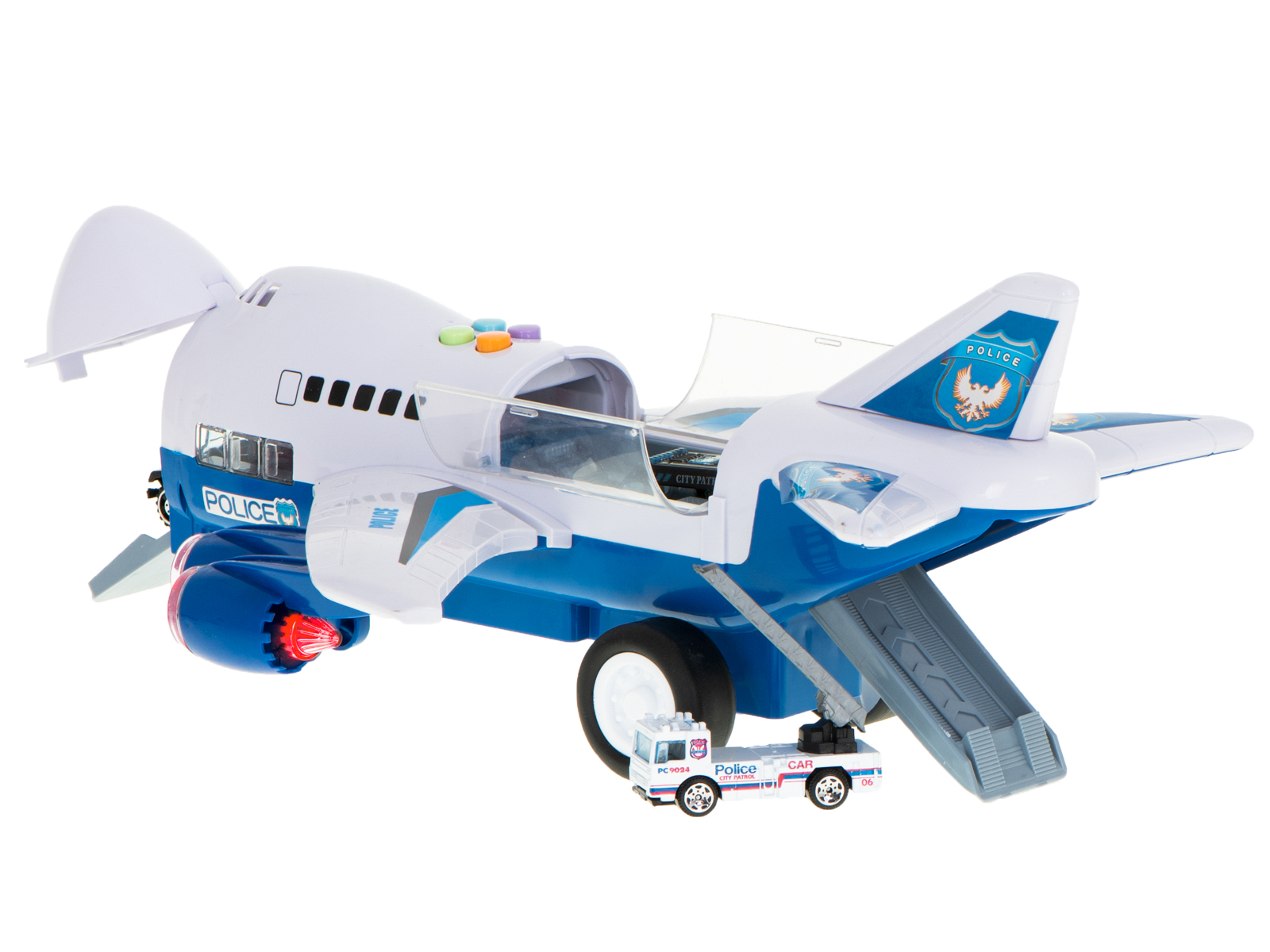 Letadlo Transporter + 6 vozů policie boční/přední
