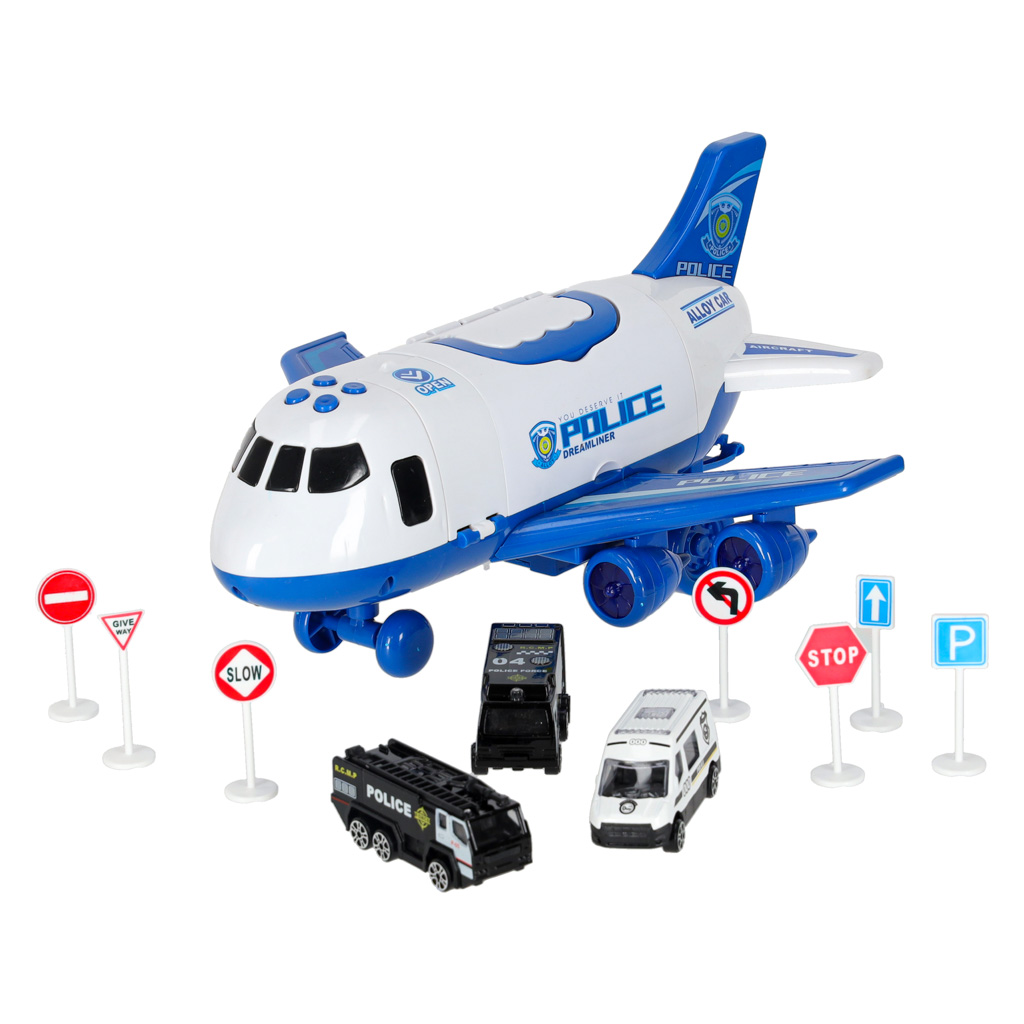 Letadlo Transporter + 3 policejní vozy