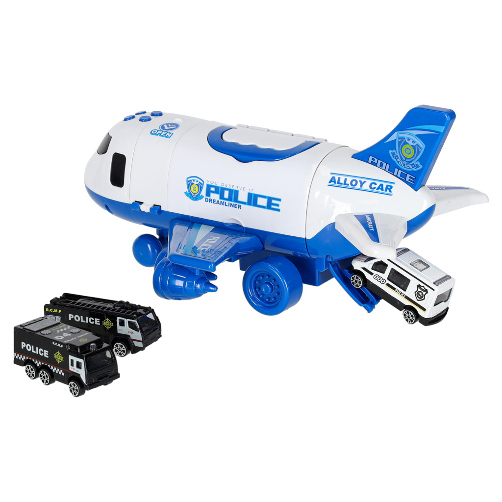 Letadlo Transporter + 3 policejní vozy