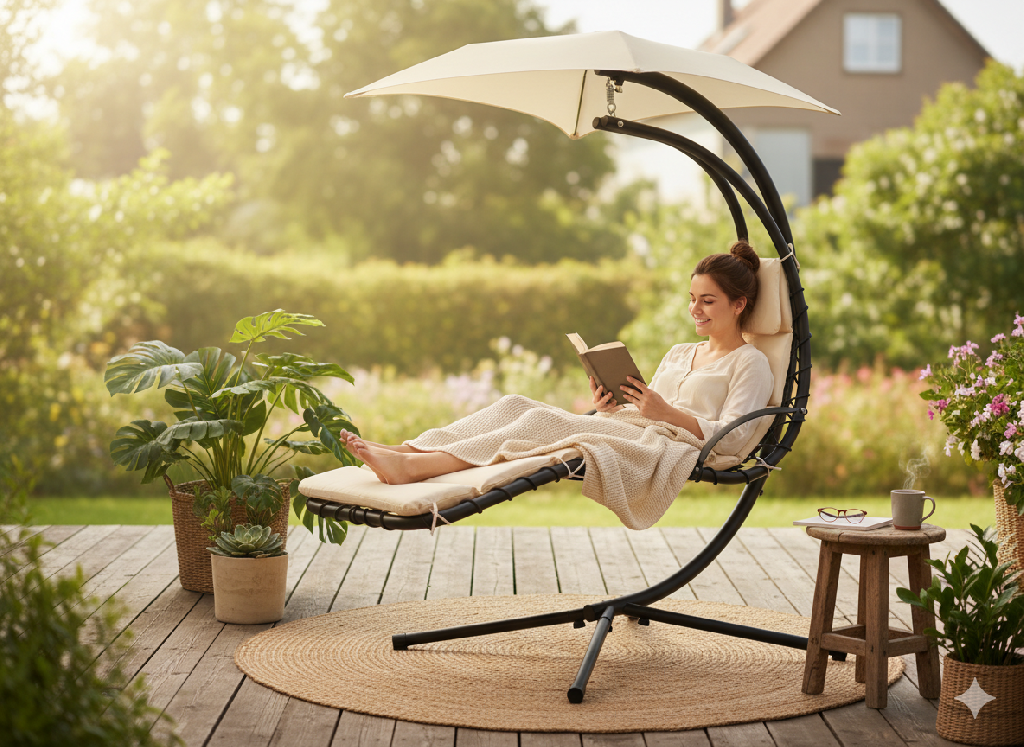 Zahradní houpačka béžová