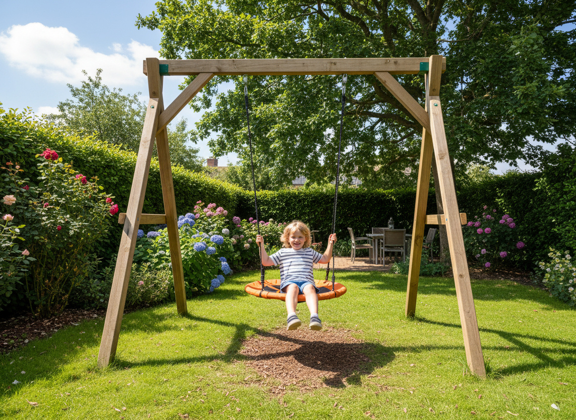 Houpačka - Čapí hnízdo - průměr 100 cm - oranžová