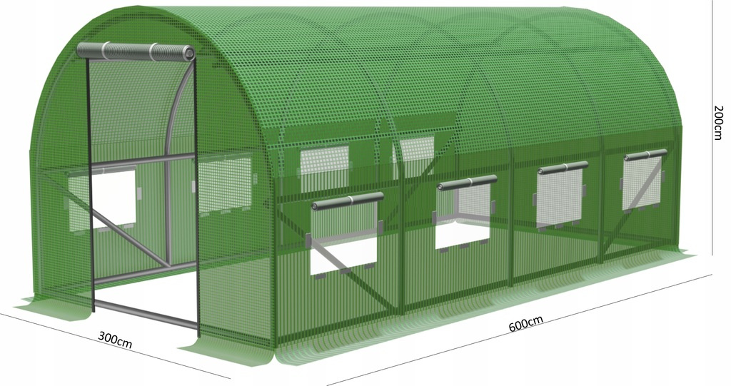 ZAHRADNÍ FÓLIOVÝ TUNEL 4 SEGMENTY ZELENÝ 6 x 3 x 2 M
