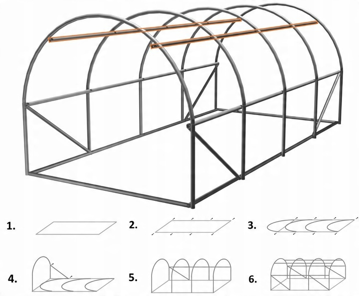 ZAHRADNÍ FÓLIOVÝ TUNEL 4 SEGMENTY ZELENÝ NEW SOLUTION 4 x 2,5 x 2 M