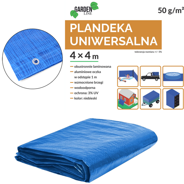 Přehoz 4 x 4 M (+/- 5%) 50GSM 3% UV Modrý *4096