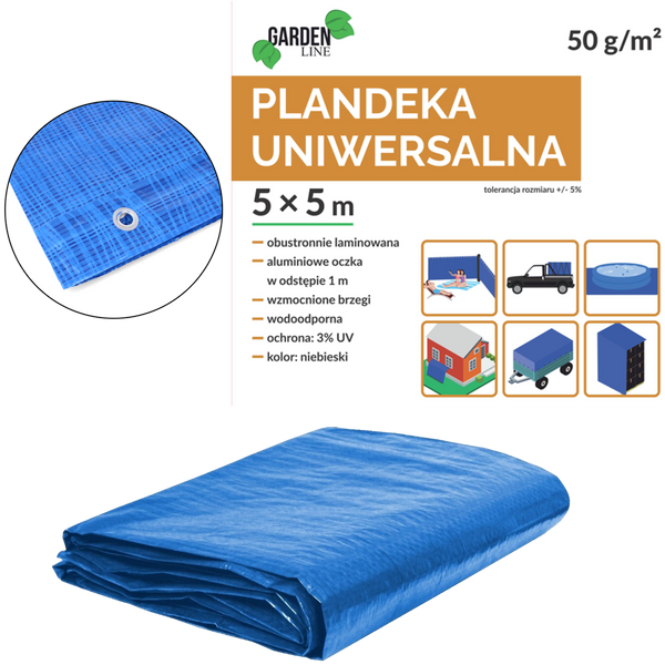 Plachta 5 x 5 m (+/- 5 %) 50 GSM 3 % UV modrá *4119