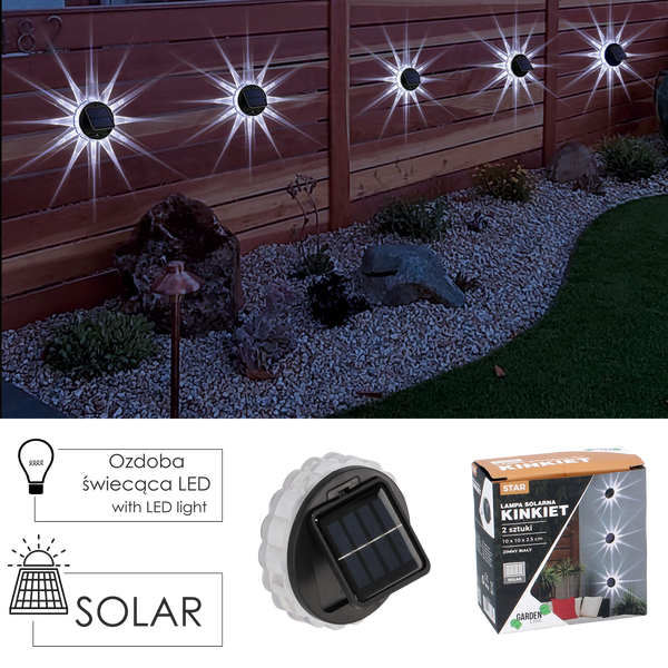 Sada 2 solárních lamp - Nástěnné světlo 10 x 10 x 2,5 cm LED studená bílá
