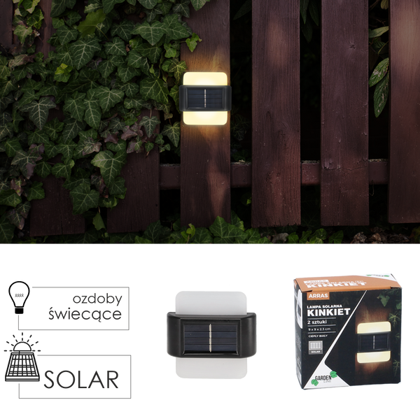 Sada 2 solárních lamp – Nástěnné svítidlo 9 x 9 x 2,3 cm ARRAS LED teplá bílá