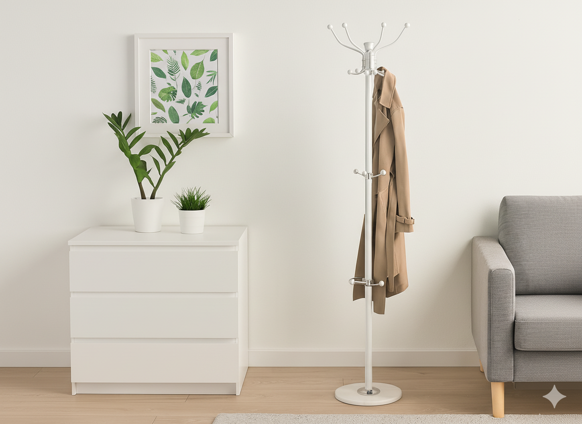 Stojací věšák KAZER 178 CM BÍLÝ