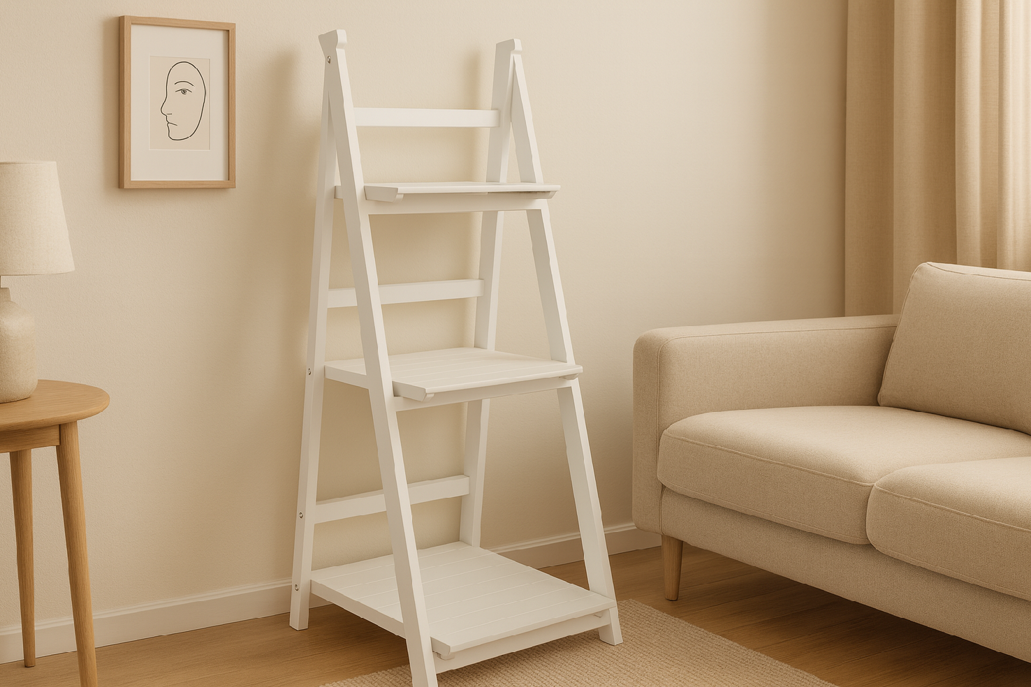 REGÁL ŽEBŘÍKOVÝ BÍLÝ SE 3 POLICEMI 42 x 39 x 109 cm *8416