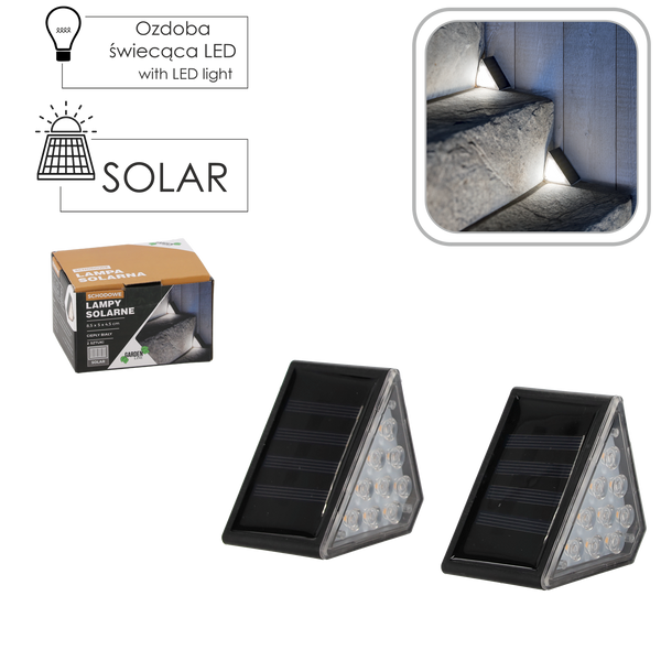 Sada 2 solárních schodových lamp 8,5 x 5 x 4,5 cm 9 LED teplá bílá