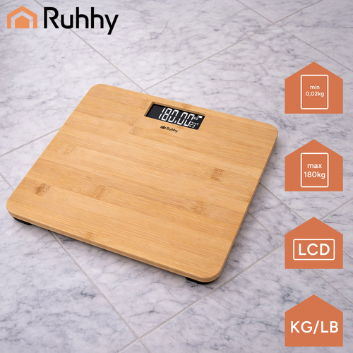 Koupelnová LCD váha - dřevěná Ruhhy 22522