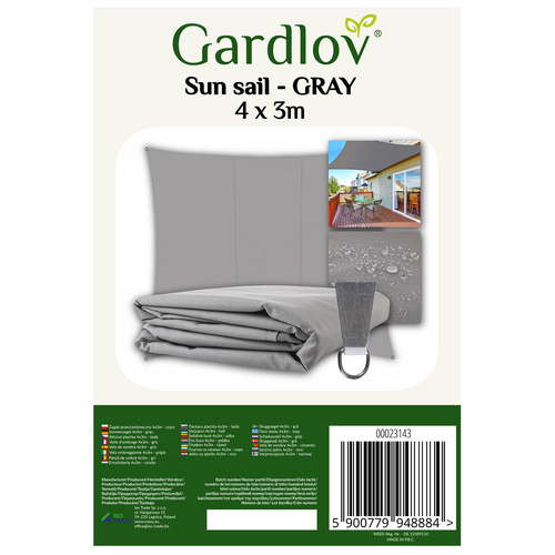 Sluneční plachta 4x3m - šedá Gardlov 23143