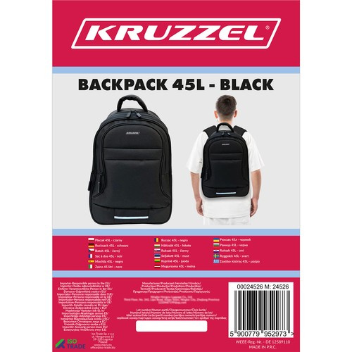 Batoh 45L - černý Kruzzel 24526